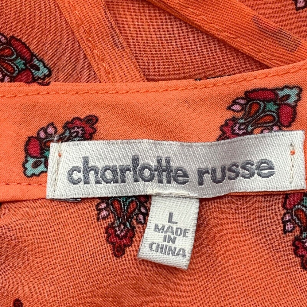 Charlotte Russe Women's Sleeveless Halter Maxi Dress Coral Paisley Print Size L - Picture 7 of 9